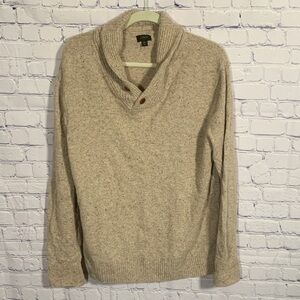 J.Crew Mens Shawl Collar Pullover Sweater Tan Size XL Old Money Fisherman Preppy